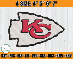 NFL Kansas City Chiefs logo embroidery design, NFL Machine Embroidery, Embroidery Files, NFL Chiefs Embroidery