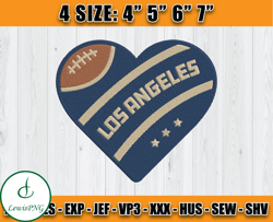 Los Angeles Rams Heart Embroidery, Rams Embroidery, Heart Embroidery Design, NFL Team Embroidery Design