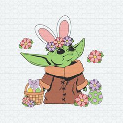 Floral Baby Yoda Easter Eggs SVG