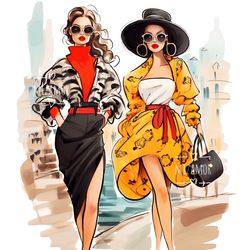 Fashion Illustration for COMMERCIAL USE, Fashion Sketch, Fashion Week Digital Illustration, Commercial Use Clip Art