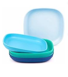 Deep Walled Dinner Plates | Made In From Recycled Plastic | BPA FREE | Stackable For EASY Storage The Blues