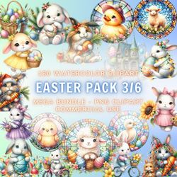 180 Watercolor Easter Collection, Clipart Bundle 3-6, Watercolor clipart, Digital Download, Instant Download