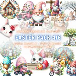 180 Watercolor Easter Collection, Clipart Bundle 4-6, Watercolor clipart, Digital Download, Instant Download