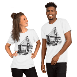 Unisex t-shirt, Architect, Black and white the Golden Gate Bridge, monochrome t-shirt
