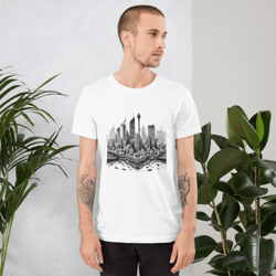 Unisex t-shirt, Architect, Black and white city, dock, monochrome t-shirt