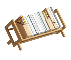 Bamboo Desktop Bookshelf, Desk Organizer, Mini Wooden Bookcases, Book Display Rack for Kids