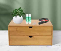 Small Bamboo Desktop Storage Cabinet with 2/3/4 Drawers for Home Office Organizer
