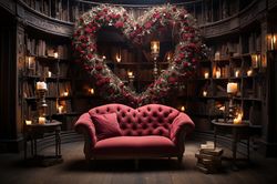 Valentine's Ancient Magical Library Filled with Love