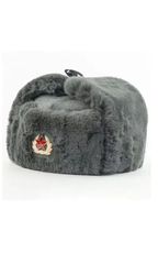 Gray Ushanka Winter  Fur Hat Made in Russia USSR Military Soviet Army Soldier