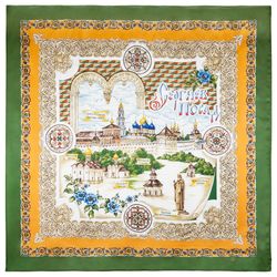 Trinity-Sergius Lavra Silk scarf, size 89x89 cm, 10024-9, Pavlovo posad shawl