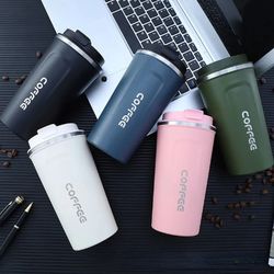 Stainless Steel Travel Coffee Mug - 380ML/510ML Thermal Mug for Tea and Coffee - Leakproof, Portable, and Insulated Car