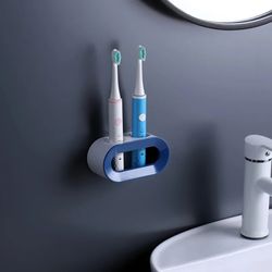 Electric Toothbrush Holder - Double Hole - Self-Adhesive Stand Rack - Wall-Mounted Holder - Storage Space Saving - Bathr