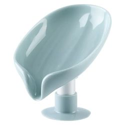 Leaf Shape Drain Soap Holder - Suction Cup Soap Box Tray - Drying Rack for Shower Sponge - Container for Kitchen Bathroo