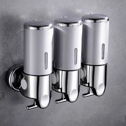 Manual Liquid Soap Dispensers - Double/Triple 500ml - Wall-Mounted Shampoo Container - Soap and Gel Dispenser - Bathroom