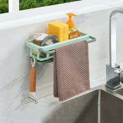 Kitchen Sponge Sink Holder - Punch-Free Dish Drain Rack - Storage Shelf - Bathroom Shelves Hanging Rack - Organizer Acce