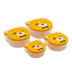 4pcs Children Plastic Cartoon Cute Bear Bento Box - Japanese Outdoor Food Storage Container - Kids Student Microwave Lun