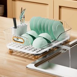 Kitchen Sink Storage Rack - Bowl and Dish Storage - Household Bowl Basin with Drain Hole - Table Top Drain Bowl Rack