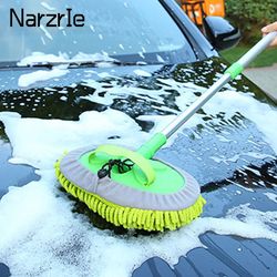New Car Wash Mop Cleaning Brush - Telescoping Long Handle Cleaning Mop - Retractable Bent Bar