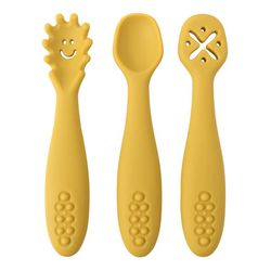 3PCS Silicone Spoon Fork for Baby Utensils Set - Feeding Food Toddler Learn to Eat Training - Soft Fork Cutlery - Childr