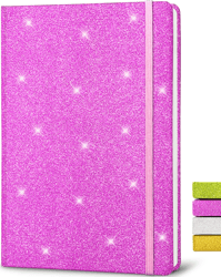Hardcover Notebook for Women , Glitter Lined Notebook with Elastic Band Office School