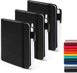 Pack Pocket Notebook Journals with 3 Black Pens