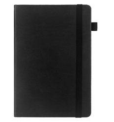 A5 Hardcover Notebook Journal with Pen Holder,Thick Paper with Elastic Band , Color:Black