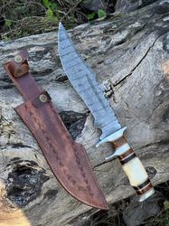 Hunting knive, Bowie knive handmade Damascus knive birthday gift, anniversary gift for him, best outdoor knive, hunting