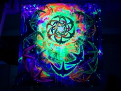 Blacklight tapestry Freedom Wave Anahart Acid Art Psyart Visionary Backdrop Wall Hanging