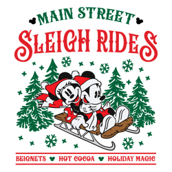 Main Street Sleigh Rides Mouse Cartoon Santa SVG Graphic File