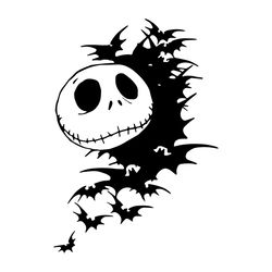 Halloween Jack Skellington With Bat SVG Silhouette Halloween SVG