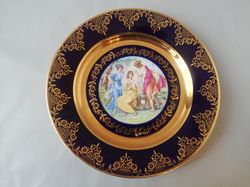 Bohemian plate with motifs from antique mythology,decorative plate from Czech Carlsbad,vintage cobalt plate from Bohemia