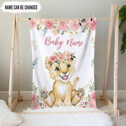 personalized baby blanket with name, newborn baby gift, baby shower gift girl, best gift for baby, lion blanket