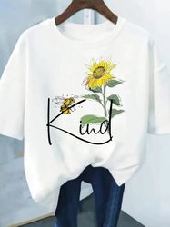 Flower Print Fashion Plant Trend Lovely Style Short T-shirt For Women 11