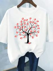 Flower Print Fashion Plant Trend Lovely Style Short T-shirt For Women 13