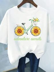 Flower Print Fashion Plant Trend Lovely Style Short T-shirt For Women 15