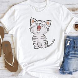 Women Cat Cartoon Kawaii Funny Painting T shirt 2024