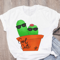 Women Cactus Fashion Funny Print Fashion T-shirt 2024