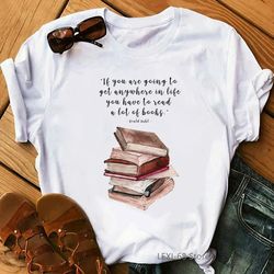 The Love Reading Book Girl Printed T -shirt For Women 2k24