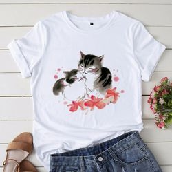 The Women T- Shirts Cute Cat Cartoon