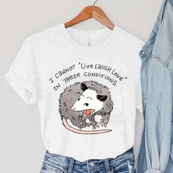 Opossum Live Laugh Love T - shirt Lovely Animal Retro 24