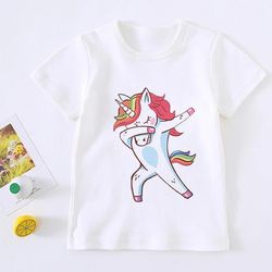 Fashion Cute Unicorn Girl T Shirt Children Rainbow