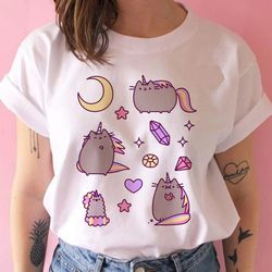 The Rainbow Girls Shirt Unicorn Cat T - shirt For Children 2k24