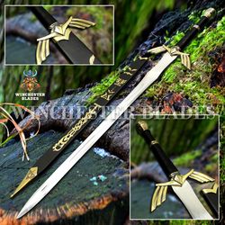 CUSTOM Hand Forged Stainless Steel The LEGEND of ZELDA Full Tang Skyward Link's Master Black with Scabbard-Costume Armor