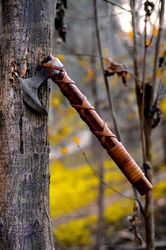Carbon steel Viking Axe with leather sheath and Ash wood shaft| Groomsmen gift| Best mans gift| Bearded axe| Hatchet axe