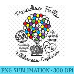 womens disney pixar up colorful balloon silhouette falls - mug sublimation png