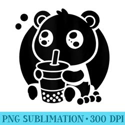 kawaii panda bear drinking milktea pandas - png download illustration