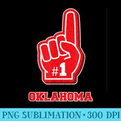 Oklahoma Foam Finger Number One Fan Red - Ready To Print PNG Designs