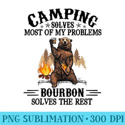 camping solves most of my problems bourbon funny bear drink - unique sublimation patterns