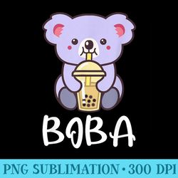 cute koala bear drinking bubble milk tea boba - sublimation png designs