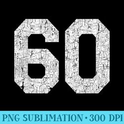 jersey uniform number 60 athletic style sports graphic - png download button